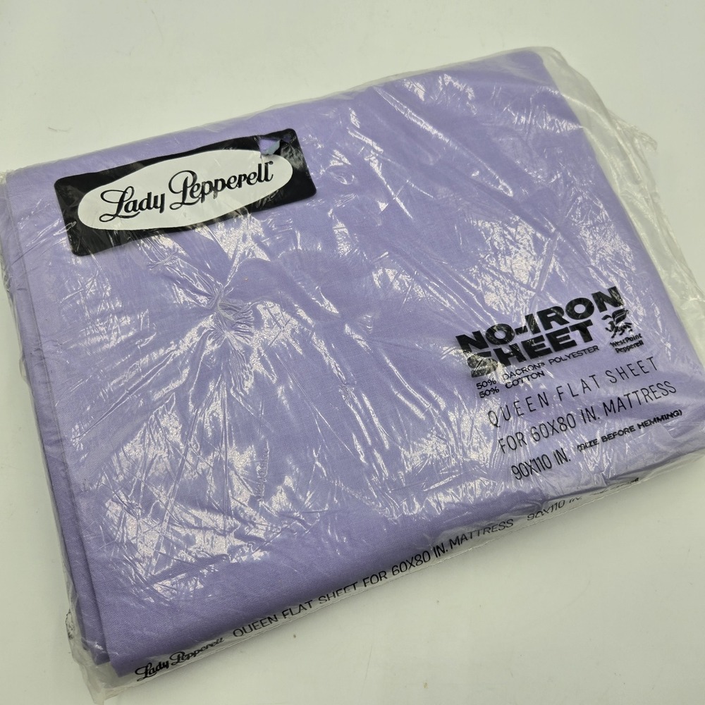 Vintage New Lady Pepperell Queen Flat Sheet USA Lavender Purple 60x80  No Iron